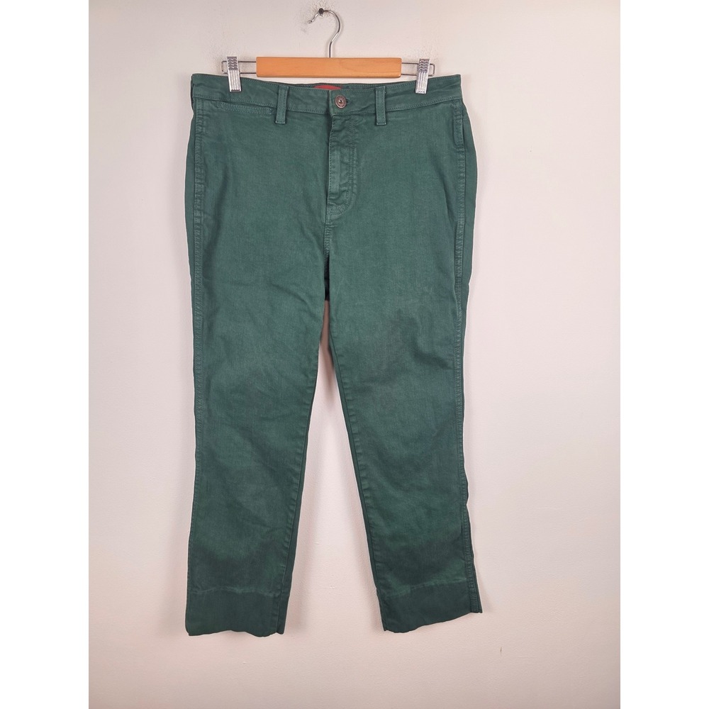 Johnny Was SASSON Organic Cotton Straight Leg Pants Dark Sea Green Size 32